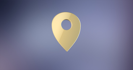Map Pin Gold 3d Icon on gradient backgroundの写真素材