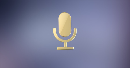 Microphone Gold 3d Icon on gradient backgroundの写真素材