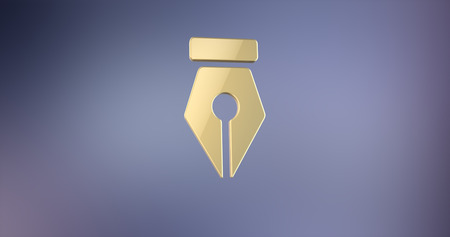 Fountain Pen Nib Gold 3d Icon on Gradient Background
