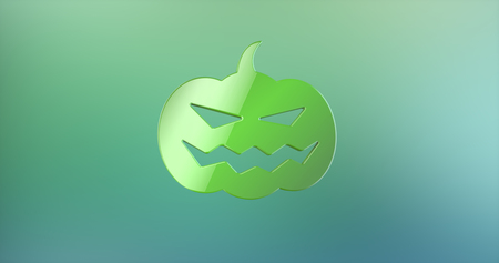 Halloween Pumpkin Color 3d Icon on Gradient Backgroundの写真素材