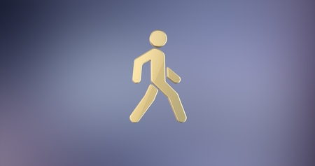 Walking Man on Crosswalk Gold 3d Iconの写真素材