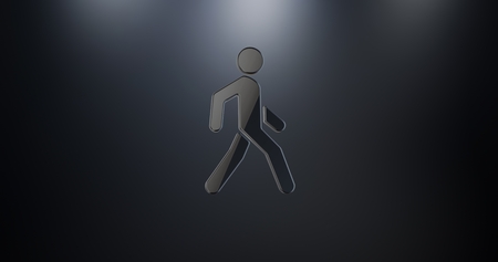 Walking Man on Crosswalk Black 3d Iconの写真素材