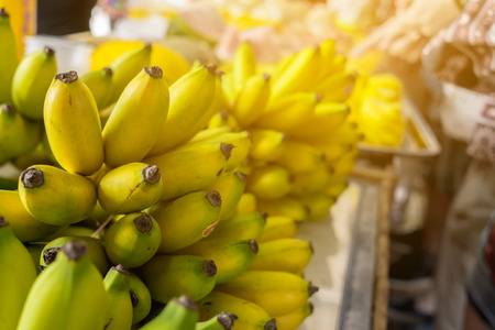 Bunch of bananas in market. Close Upの写真素材