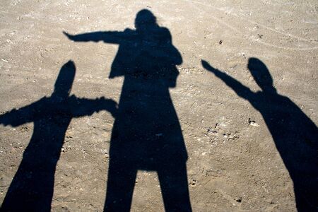 The shadow of a peoples on the ground.の写真素材
