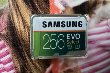 Samsung evo sd 256 gb with adapter. macro photo