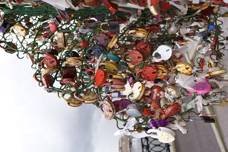 tree of love, with a thousand padlocks from people beloved by each other