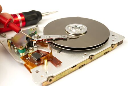 Hard disk repair concept. Hdd - hard disk drive. The hard drive is designed to store data of all...