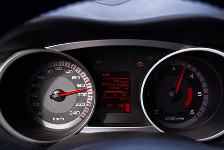 Speedometer passenger car, showing a higher speed 190 kmh.