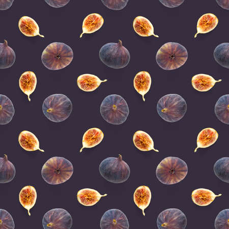 Seamless pattern with ripe figs. Tropical abstract background. Figs on the white background....