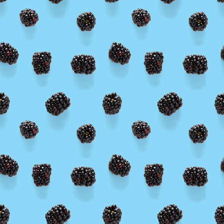 Bramble Seamless pattern. Fresh blackberry seamless pattern. Square pattern with fresh wild berries...