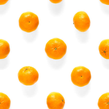 Fresh mandarin Seamles pattern. Ripe fruit tangerines seamless pattern. Fresh citrus isolated on...