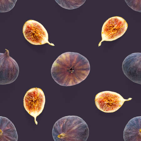 Seamless pattern with ripe figs. Tropical abstract background. Figs on the white background....