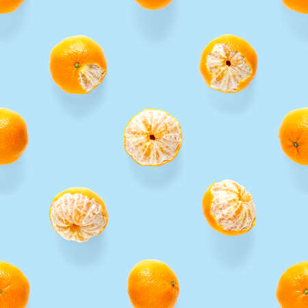 Fresh mandarin Seamles pattern. Ripe fruit tangerines seamless pattern. Fresh citrus isolated on...