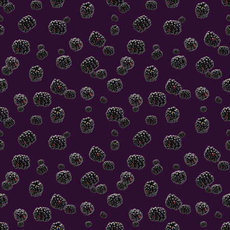 Falling Bramble Seamless pattern. Fresh Falling blackberry seamless pattern. Square pattern with...