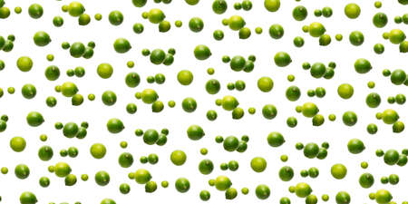 Vitamin background made from falling limes. Falling lime isolated on white background. not pattern.