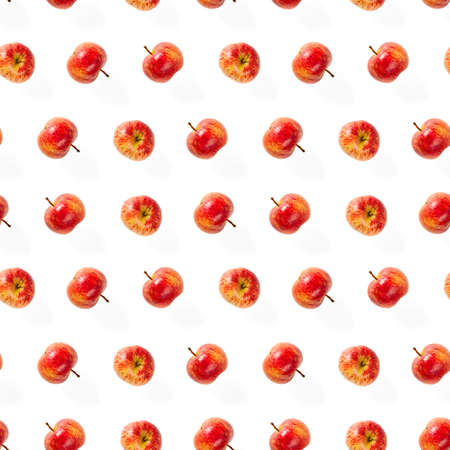 Seamless pattern with ripe apples. Apple seamless pattern on white background. Tropical fruit...
