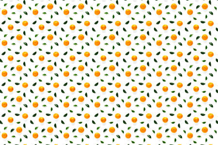 Isolated tangerine citrus collection background with leaves. Whole tangerines or mandarin orange fruits isolated on yellow background. mandarine orange background not patternの写真素材