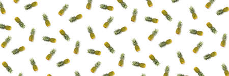 Pineapple set on white background. Flat lay made from ananas. isolated pineapple on white backgroundの写真素材
