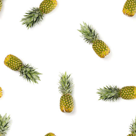 Pineapple Seamless pattern. Tropical abstract pattern. Gold pineapple on the white background.の写真素材
