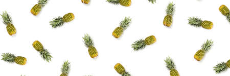 Pineapple set on white background. isolated pineapple on white background. Flat lay made from ananas.の写真素材