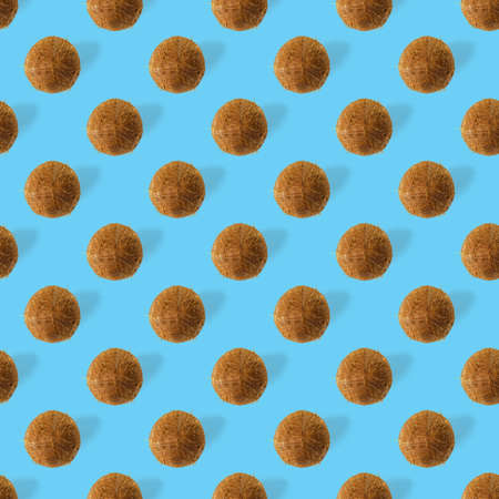 coconut Seamless pattern. Tropical abstract background with isolated Coconut on blue background....
