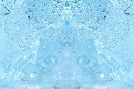 blue transparent clean drinking water abstract background. water surface with air bubbles backgroundの写真素材