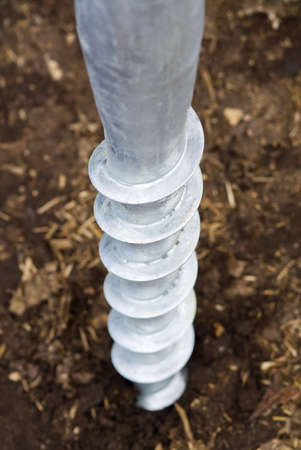 Galvanized screw piles for the foundation.の写真素材