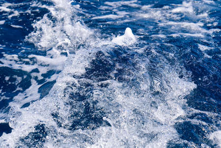 Abstract blue sea water with white wave for background. Adreatic sea, blue mediterranean sea. sea...