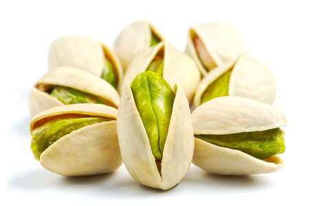pistachio isolated on white background, clipping path, full depth of fieldの写真素材