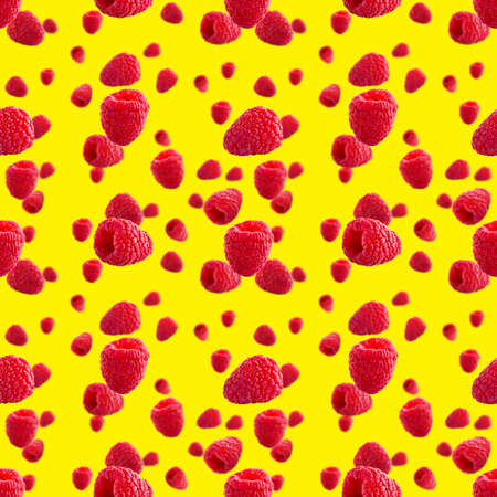Seamless pattern with ripe raspberry. Berries abstract background. Raspberry pattern for package...