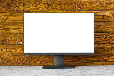 Mockup Copy Space Blank Screen Concept. Stylish workspace with computer on home or studio. Workspace...