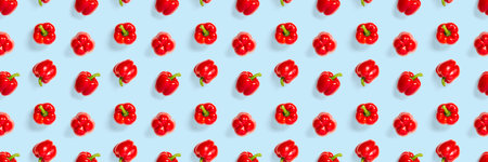 Bulgarian red pepper on blue backdrop. background not seamless patternの写真素材
