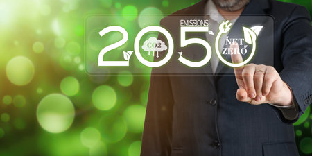 Net zero by 2050 Carbon Neutral Concepts Net Zero Emissions Goals Weather neutral long-term strategyの写真素材