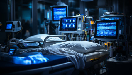 State of the art medical equipment and advanced devices in a contemporary operating room settingの素材