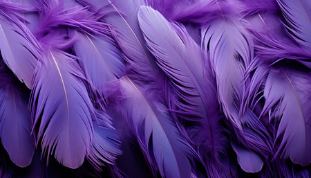 Elegant purple feather texture background with intricate digital art of oversized bird feathersの素材