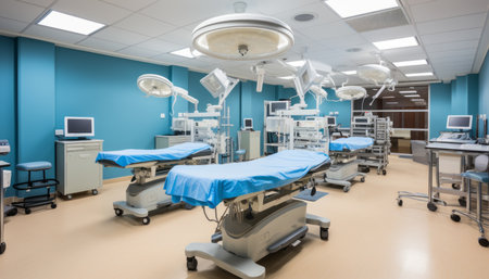 Cutting edge equipment and state of the art medical devices in a modern operating roomの素材