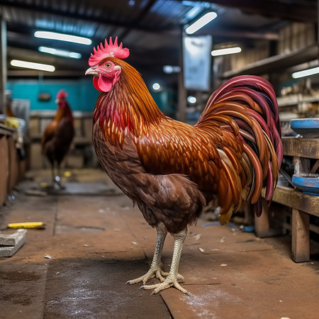 Huge ecological chicken on domestic farmFree roaming chickens in factoryHigh quality image.の素材