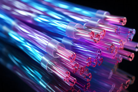 Fiber optic cable wire light background with bokehHigh quality 16k super resolution image.の素材