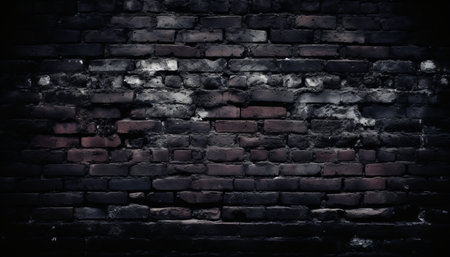 Abstract black brick wall texture on dark background for graphic design and creative projectsの素材