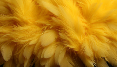 Yellow feathers texture background  detailed digital art featuring large bird feathersの素材