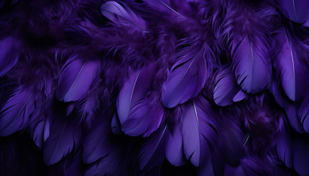 Purple feather texture background with intricate digital art and detailed bird feathersの素材
