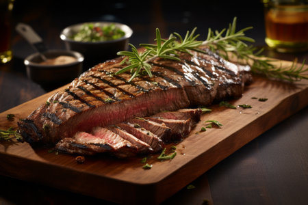 Deliciously juicy ribeye steak slices, succulent and bursting with mouthwatering flavorの素材