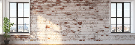 Vintage white painted brick wall background with distressed texture for a rustic atmosphereの素材