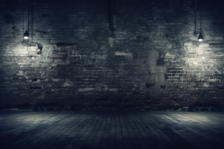 Abstract black brick wall texture on a dark background, perfect for artistic design projectsの素材