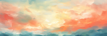 Vibrant and expressive abstract background in pastel tones created with broad strokes of oil paintの素材