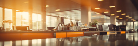 Bright blurred office interior with abstract bokeh lights for creative design inspirationの素材