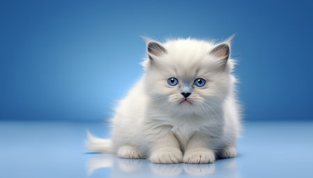 Captivating studio shot of an irresistibly cute cat on an isolated solid color backgroundの素材
