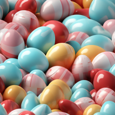 Festive easter eggs seamless pattern on bright solid background for joyful celebrationの素材