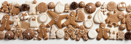 Christmas and new year holiday composition with props, gift box, cookies, toys on white backgroundの素材