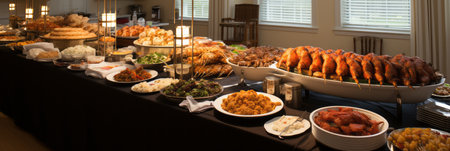 Diverse cultural wedding banquet a vibrant celebration of love and unity through foodの素材